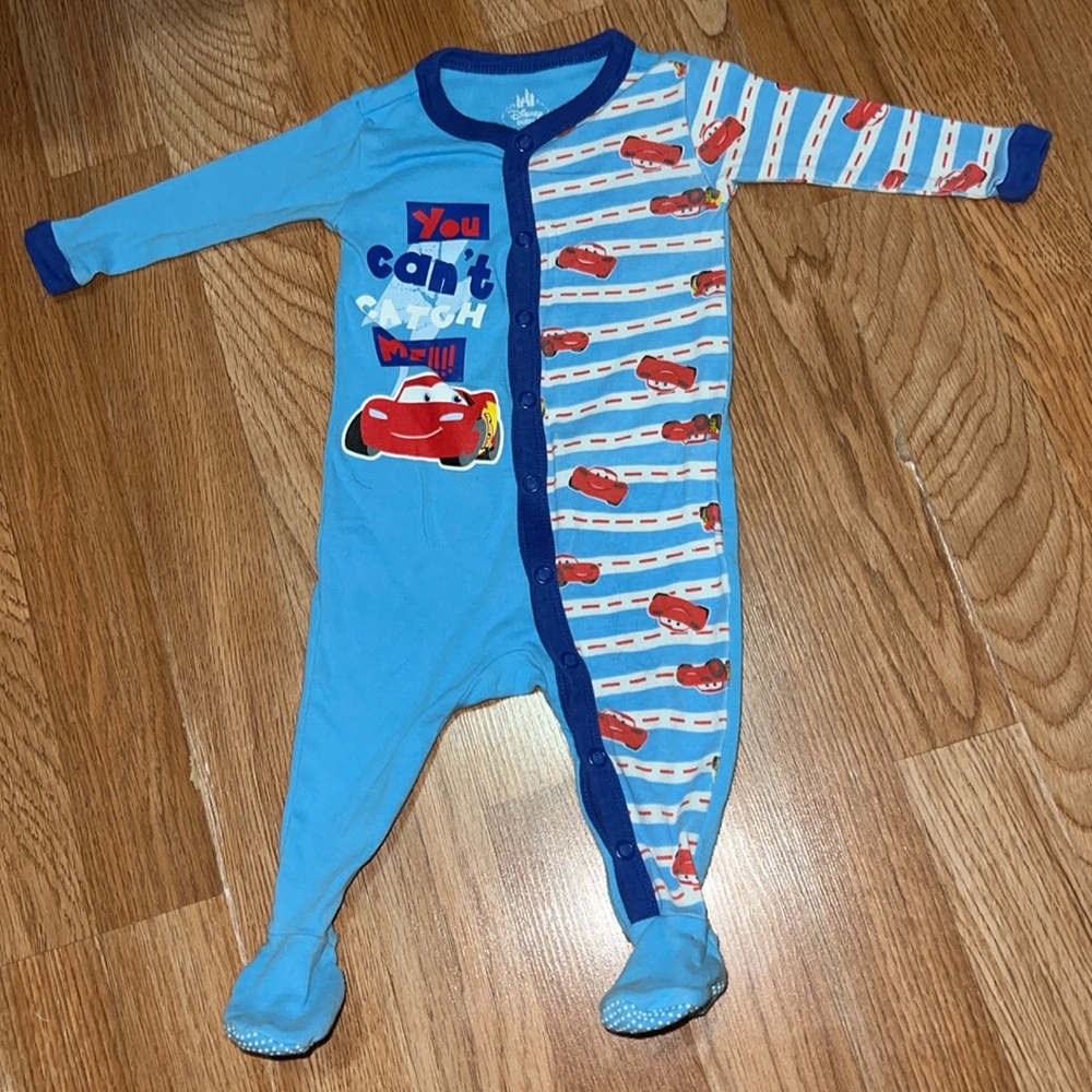 Disney Store Exclusive Vintage Cars Baby 3-6 Months Button Up Footed Pajamas